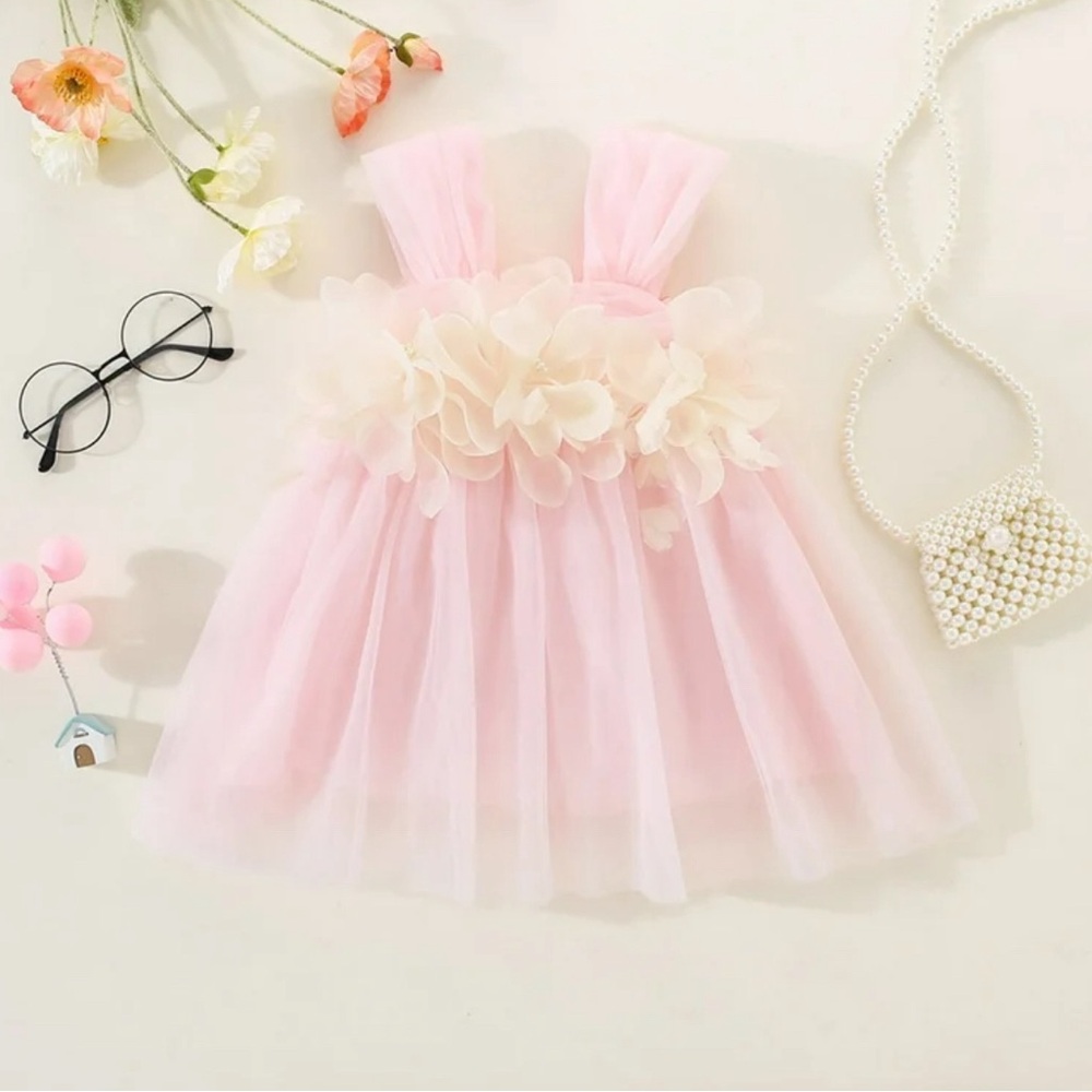 Toddler Baby Party Floral Mesh Lace Dress - Picture 2 of 6